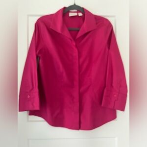 Chico's Women's No Iron Chic Stretch Button-Down Cotton Blouse, Chico‎ 0 (4-6)